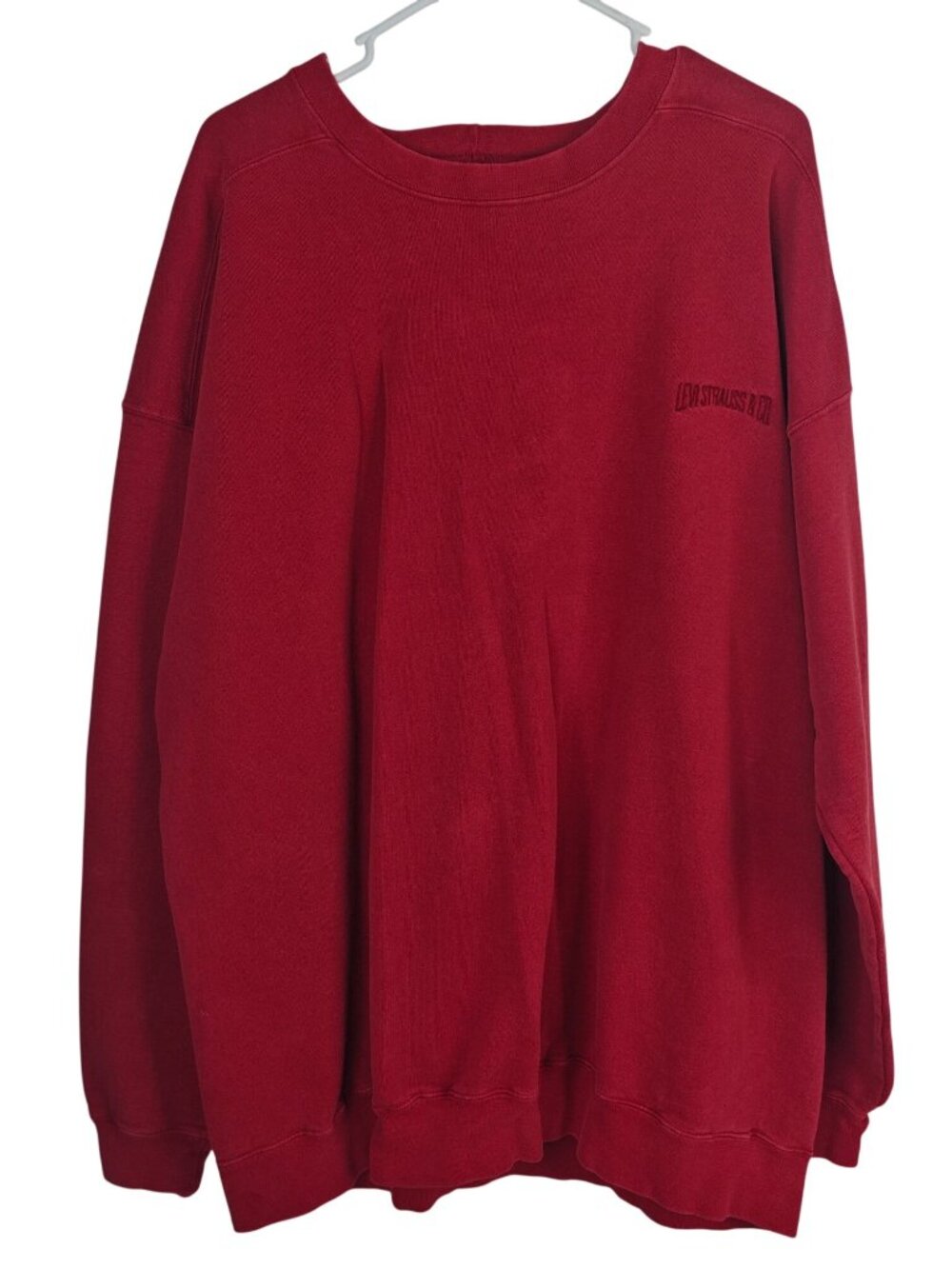 Vintage Levi Strauss Men's Red Sweatshirt Size L Pullover Crewneck  Embroidered